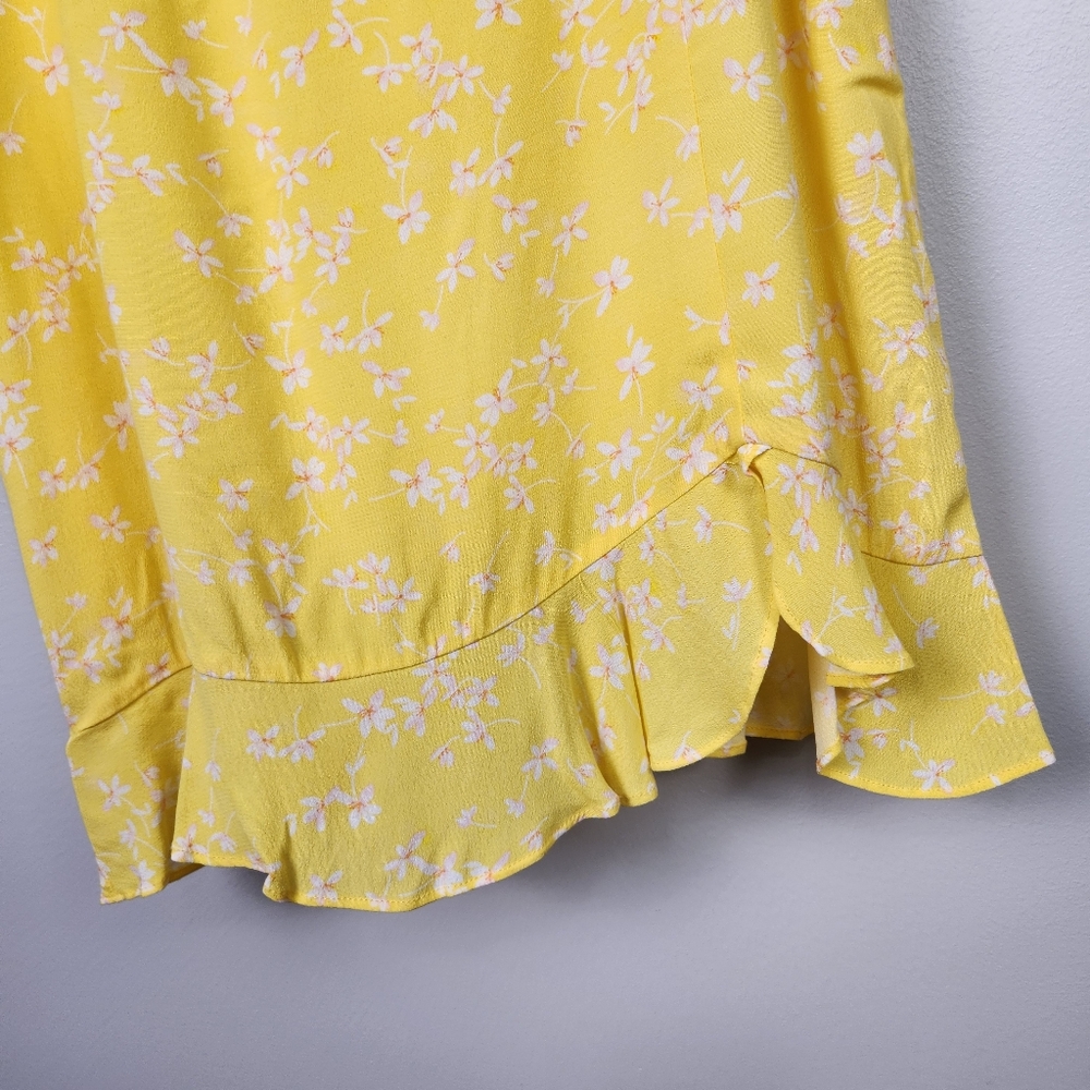 NWT Sophie Rue Yellow Multi Floral Puff Sleeve‎ Mini Peasant Dress Large #646 - Picture 4 of 14